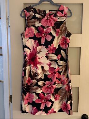 Connected Apparel Pink Black Floral Dress